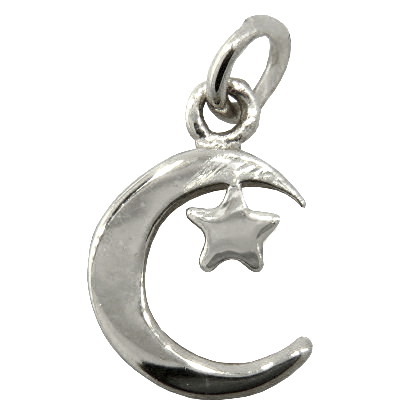 Colgante luna-estrella sin piedras platabella enchapado rodinado